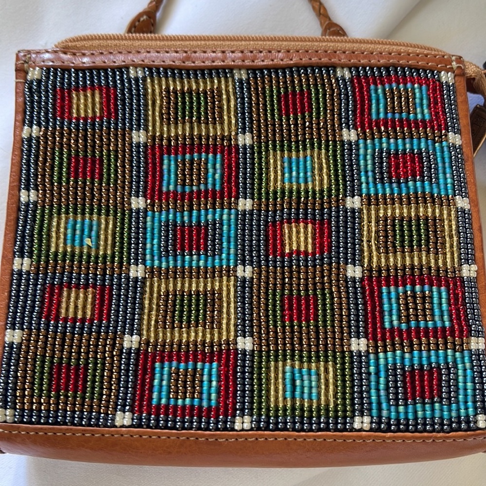 Brighton beaded leather small cross body purse.